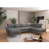WOHNLANDSCHAFT Grau Flachgewebe  - Schwarz/Grau, KONVENTIONELL, Textil/Metall (198/359/231cm) - Sit & More