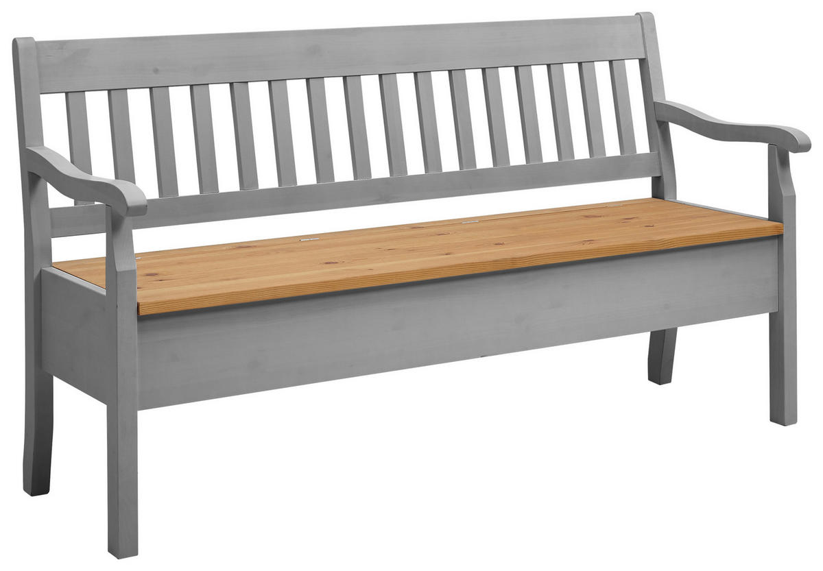 SITZBANK 169/93/58 cm Laugenfarbig, Grau Kiefer massiv  - Laugenfarbig/Grau, ROMANTIK / LANDHAUS, Holz (169/93/58cm) - Boxxx
