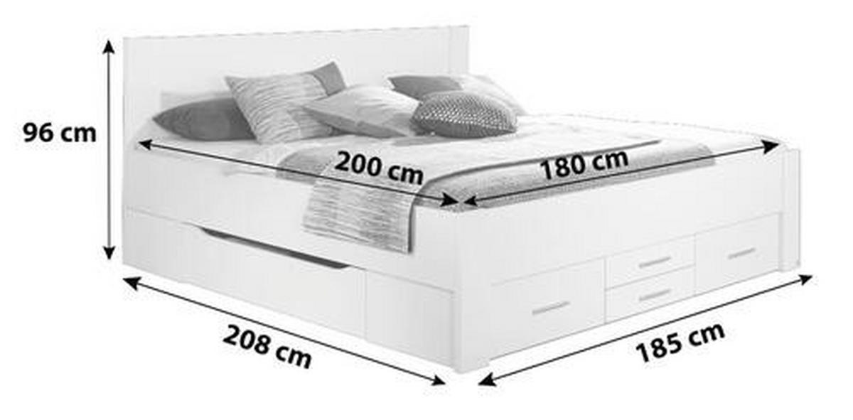 STAURAUMBETT 180/200 cm  in Weiß  - Weiß, KONVENTIONELL, Holzwerkstoff (180/200cm) - Rauch Möbel