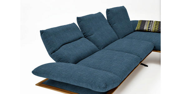 ECKSOFA in Flachgewebe Blau 314/159 cm - Blau/Schwarz, Design, Holz/Textil (314/159cm) - Dieter Knoll