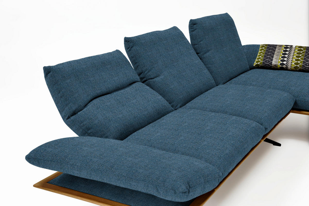 ECKSOFA Formia in Flachgewebe Blau  314/159 cm  - Blau/Schwarz, Design, Holz/Textil (314/159cm) - Dieter Knoll