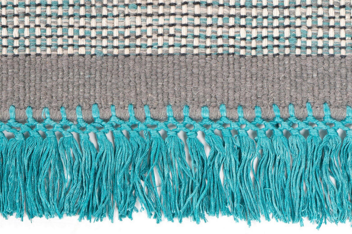 HANDWEBTEPPICH Wohnzimmer 170/240 cm Blau, Grau rechteckig  - Blau/Grau, Basics, Textil (170/240cm) - Kayoom