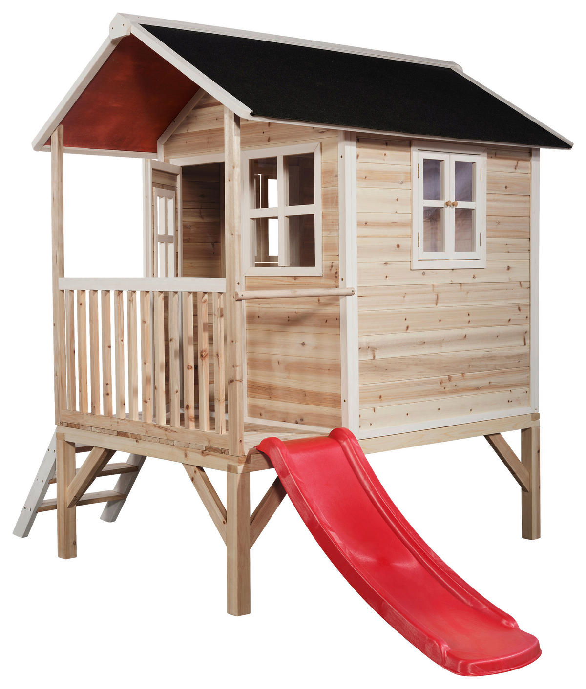 SPIELHAUS EXIT LOFT 300  - Rot/Naturfarben, KONVENTIONELL, Holz (369/190/215cm) - EXIT Toys