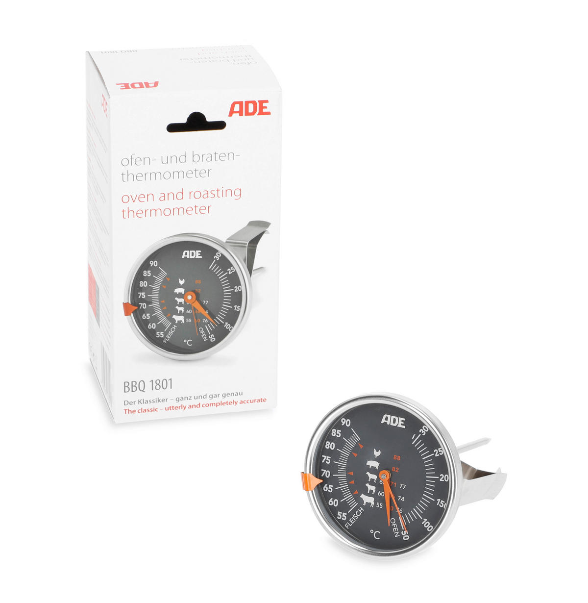 BRATENTHERMOMETER  - Edelstahlfarben, Basics, Metall (14,5/7,8/7,8cm)
