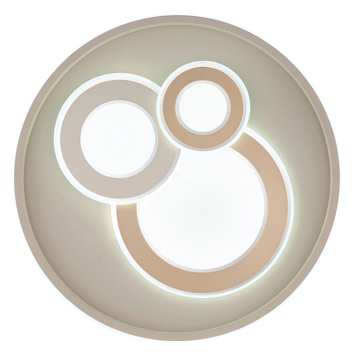 LED-DECKENLEUCHTE Jena 42/6,5 cm  - Sandfarben/Champagner, Design, Kunststoff/Metall (42/6,5cm) - Globo