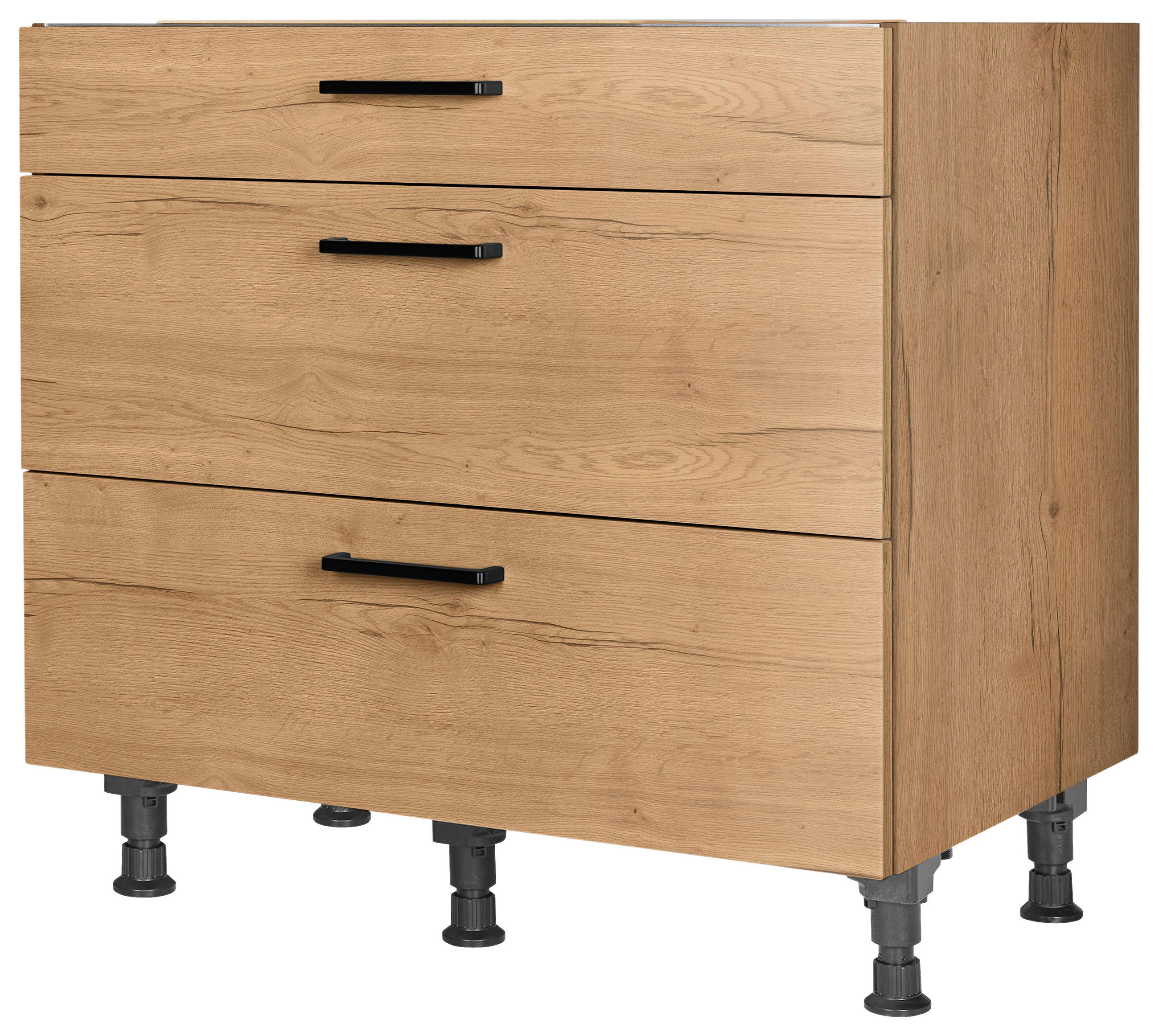 KOCHFELDUMBAUSCHRANK 90/87/56 cm  in Eichefarben  - Eichefarben/Schwarz, MODERN, Holzwerkstoff/Metall (90/87/56cm) - Nobilia