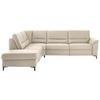 ECKSOFA Echtleder Ecru  - Ecru/Schwarz, Konventionell, Leder/Metall (249/290cm) - Beldomo Premium