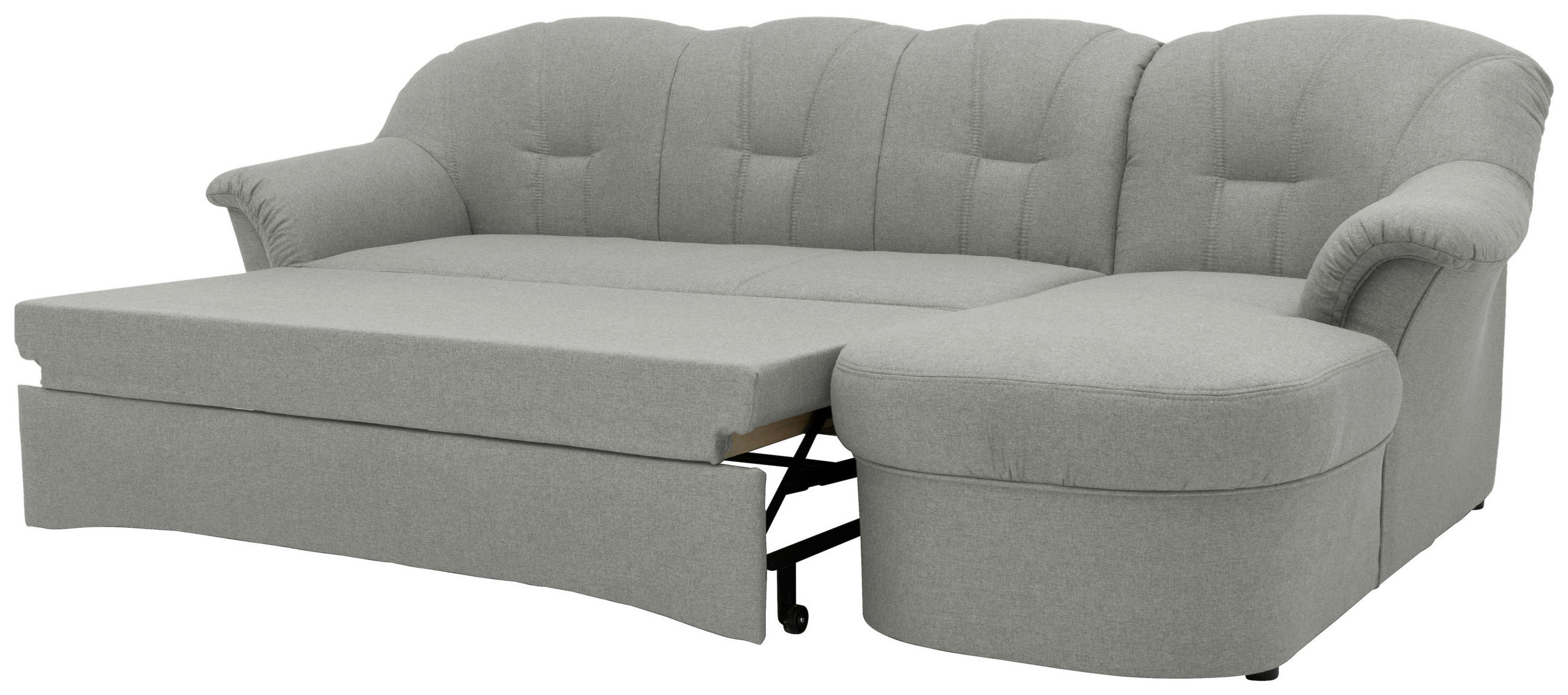 ECKSCHLAFSOFA in Webstoff Silberfarben  - Silberfarben/Schwarz, KONVENTIONELL, Kunststoff/Textil (233/142cm) - MID.YOU