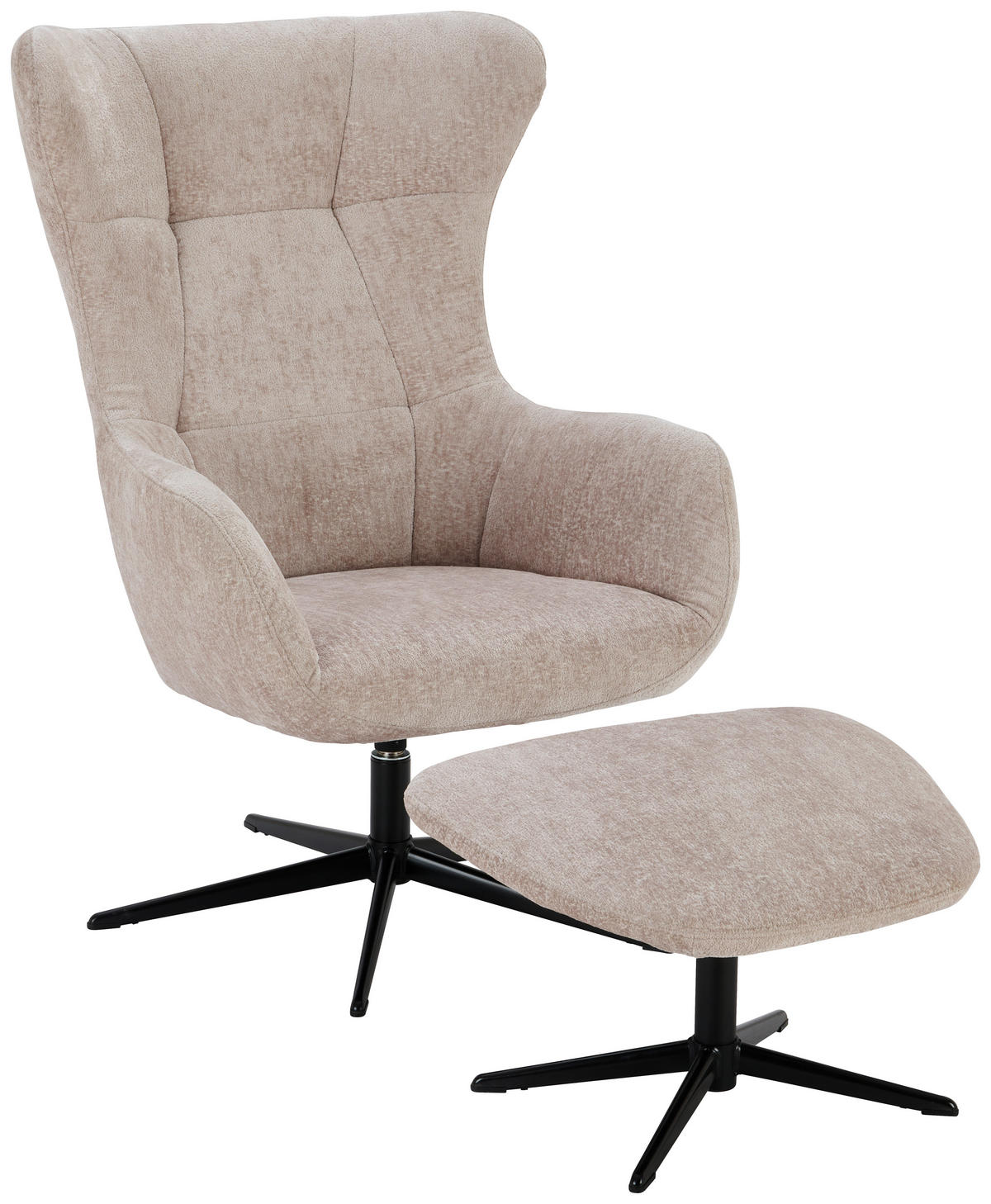 RELAXSESSELSET Chenille Hocker    - Beige/Schwarz, Design, Textil/Metall (73/107/80cm) - Welnova