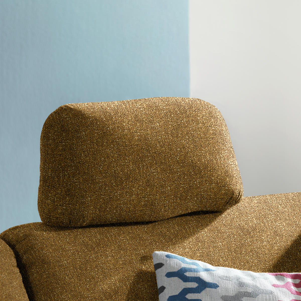 ECKSOFA  in Mikrovelours Senfgelb  208/227 cm  - Eichefarben/Rot, KONVENTIONELL, Holz/Textil (208/227cm) - Sedda