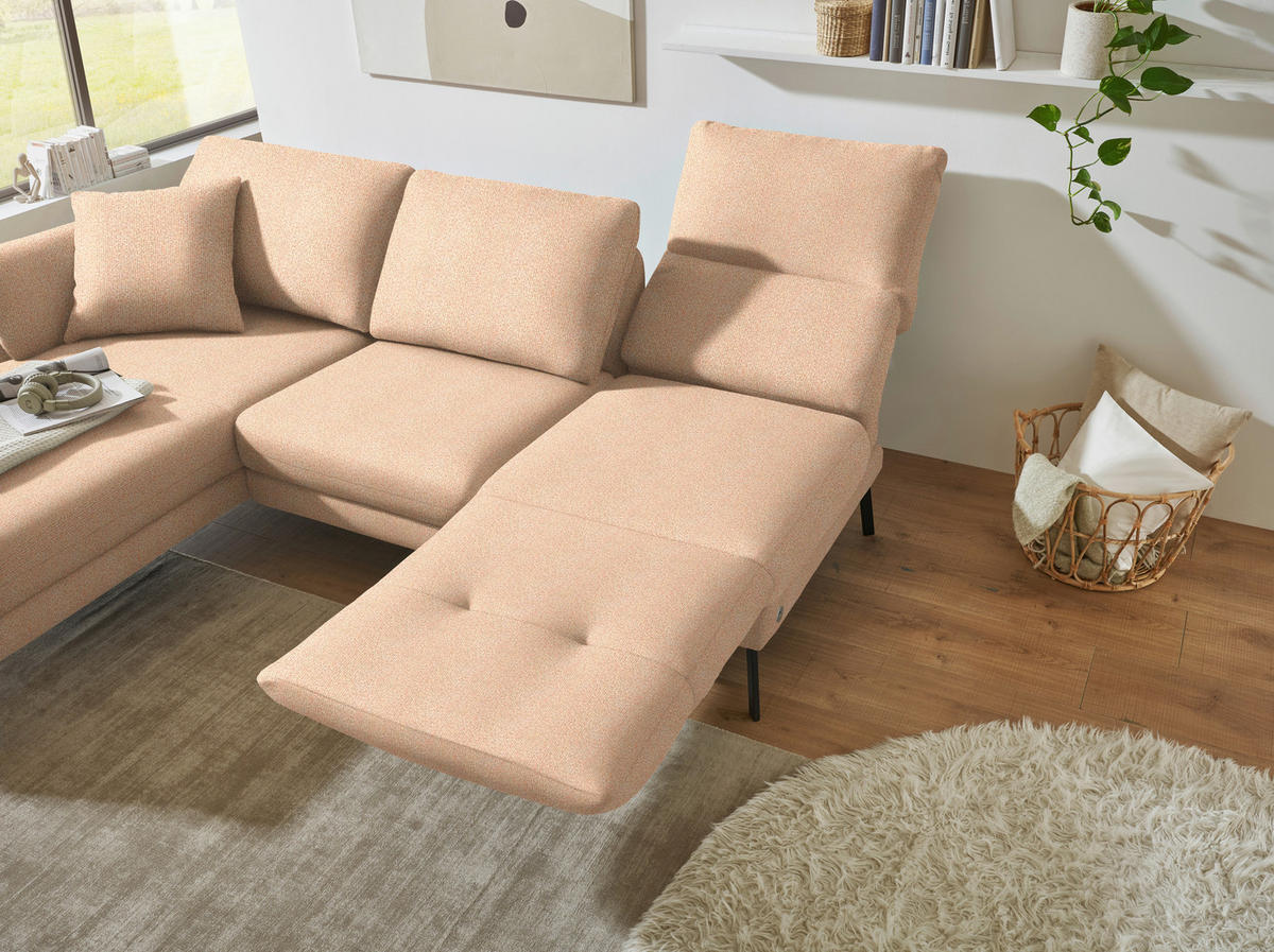 ECKSOFA  in Flachgewebe Lachsfarben  175-224/255-365 cm  - Schwarz/Lachsfarben, Design, Textil/Metall (175-224/255-365cm) - Dieter Knoll