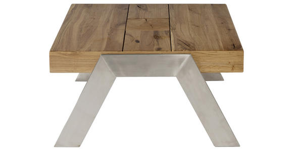 COUCHTISCH in Holz, Metall 67,5/65/35 cm  - Edelstahlfarben/Eichefarben, Basics, Holz/Metall (67,5/65/35cm) - Venda