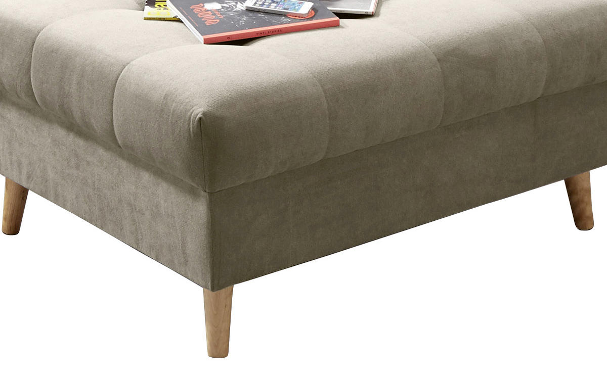HOCKER in Textil, Holzwerkstoff Sandfarben  - Sandfarben/Kieferfarben, Konventionell, Holz/Holzwerkstoff (106/48/80cm) - MID.YOU