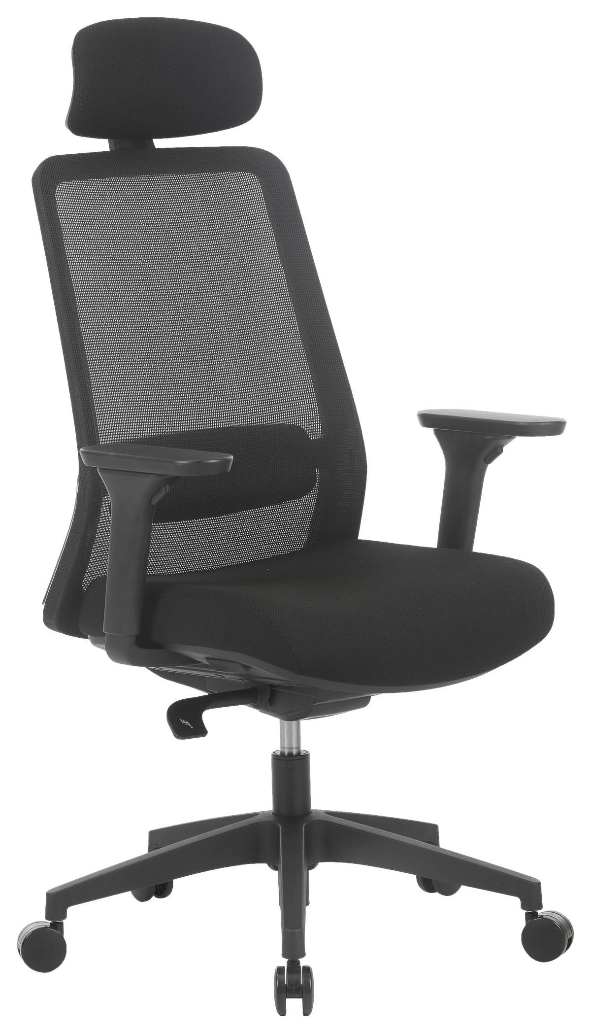 DREHSTUHL Netzbespannung, Webstoff Schwarz  - Schwarz, MODERN, Kunststoff/Textil (64/114-124/64cm) - Novel