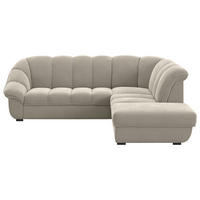 ECKSOFA Graubraun Chenille Bettkasten, Schlaffunktion, Rücken echt  - Graubraun/Schwarz, KONVENTIONELL, Kunststoff/Textil (260/222cm) - Welnova