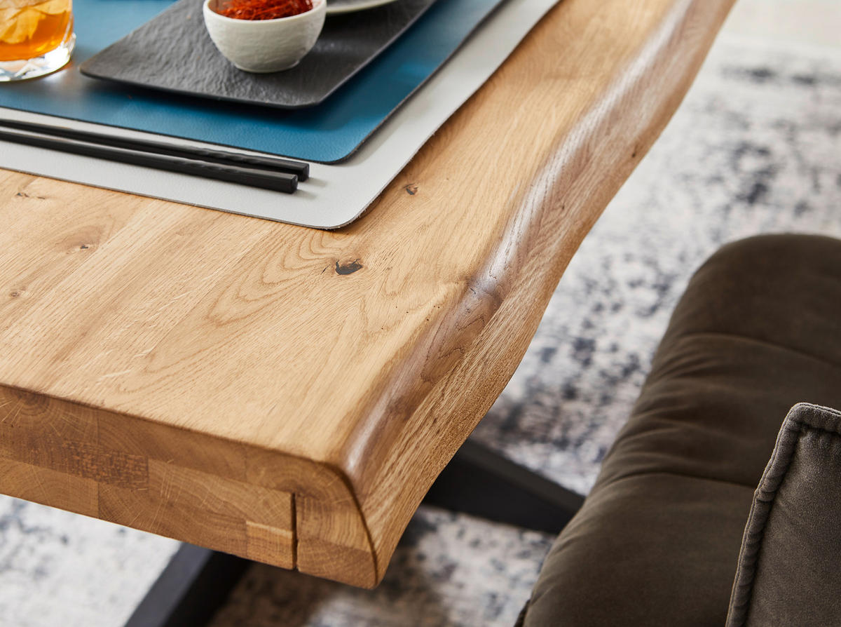 ESSTISCH in Holz 200/100/75 cm  - Eichefarben/Schwarz, Natur, Holz/Metall (200/100/75cm) - Linea Natura