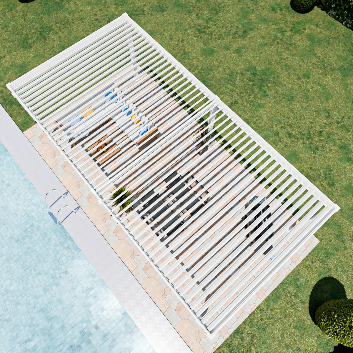 PERGOLA 360/255/720 cm   - Weiß Hochglanz, Basics, Metall (360/255/720cm) - Gardenson