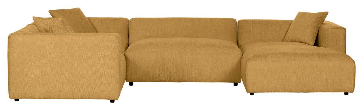 WOHNLANDSCHAFT Senfgelb Chenille  - Senfgelb/Schwarz, MODERN, Kunststoff/Textil (225/356/178cm) - Carryhome