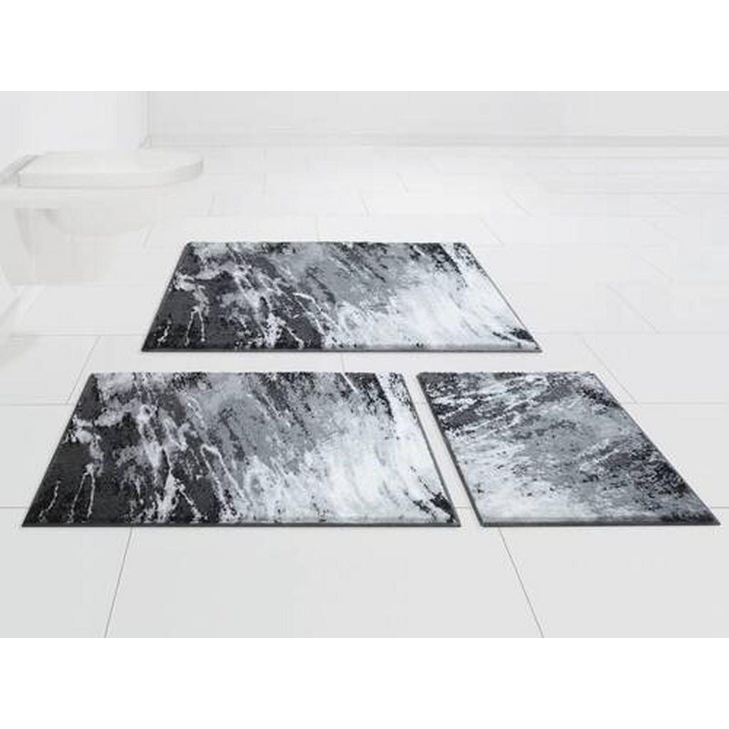 Thumbnail - Grund Badteppich Magma, Grau, Textil, Abstraktes, rechteckig, 70x120 cm, Oeko-Tex® Standard 100, Made in Europe, rutschf...