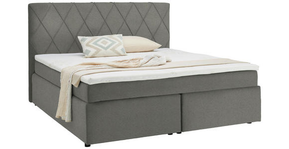 BOXSPRINGBETT 180/200 cm  in Silberfarben  - Silberfarben/Schwarz, Design, Kunststoff/Textil (180/200cm) - Xora