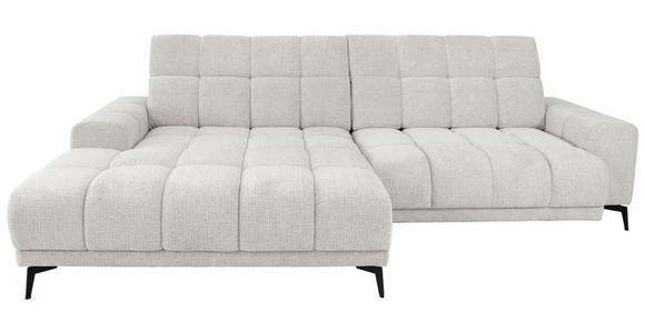 ECKSOFA inkl.Funktionen Hellgrau Chenille  - Hellgrau/Schwarz, MODERN, Textil/Metall (195/300cm) - Xora