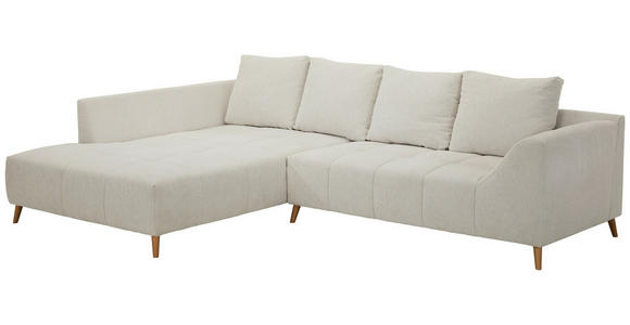 ECKSOFA in Flachgewebe Grauweiß  202/306 cm  - Buchefarben/Grauweiß, KONVENTIONELL, Holz/Textil (202/306cm) - Carryhome