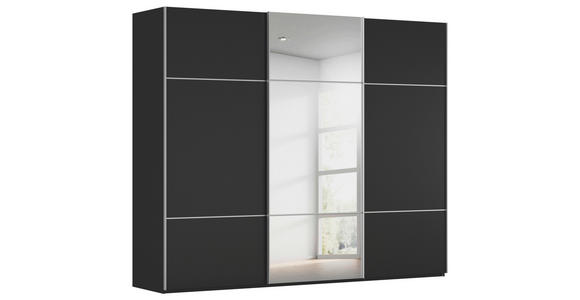 SCHWEBETÜRENSCHRANK 271/223/68 cm 3-türig Schwarz - Alufarben/Schwarz, KONVENTIONELL, Glas/Holzwerkstoff (271/223/68cm) - Novel