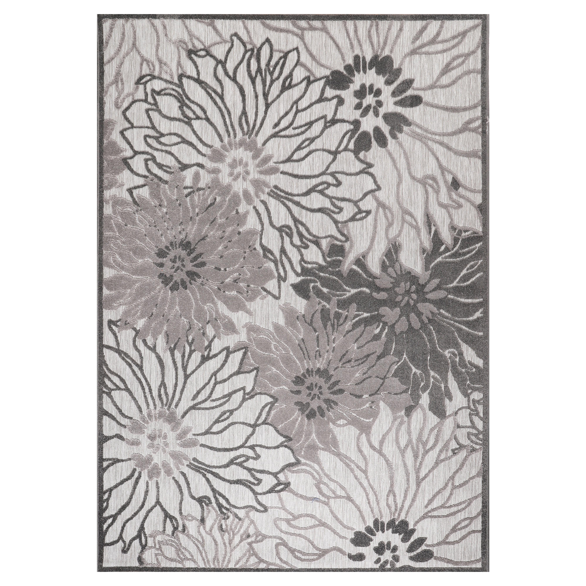 TEPIH ZA UNUTAR./VANJ. UPORAB 80/150 cm   siva, svijetlo siva  Floral  - siva/svijetlo siva, Lifestyle, tekstil/plastika (80/150cm)