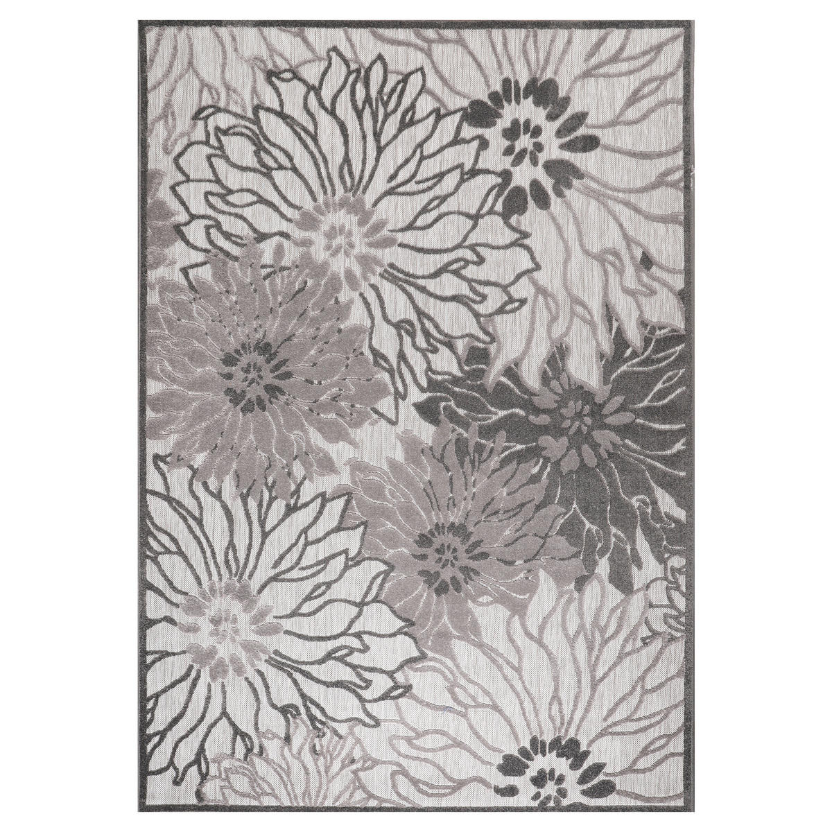 TEPIH ZA UNUTAR./VANJ. UPORAB 80/150 cm   siva, svijetlo siva  Floral  - siva/svijetlo siva, Lifestyle, tekstil/plastika (80/150cm)