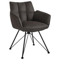 ARMLEHNSTUHL  in Mikrofaser  - Schwarz/Grau, Design, Textil/Metall (60/84/65cm) - SetOne by Musterring