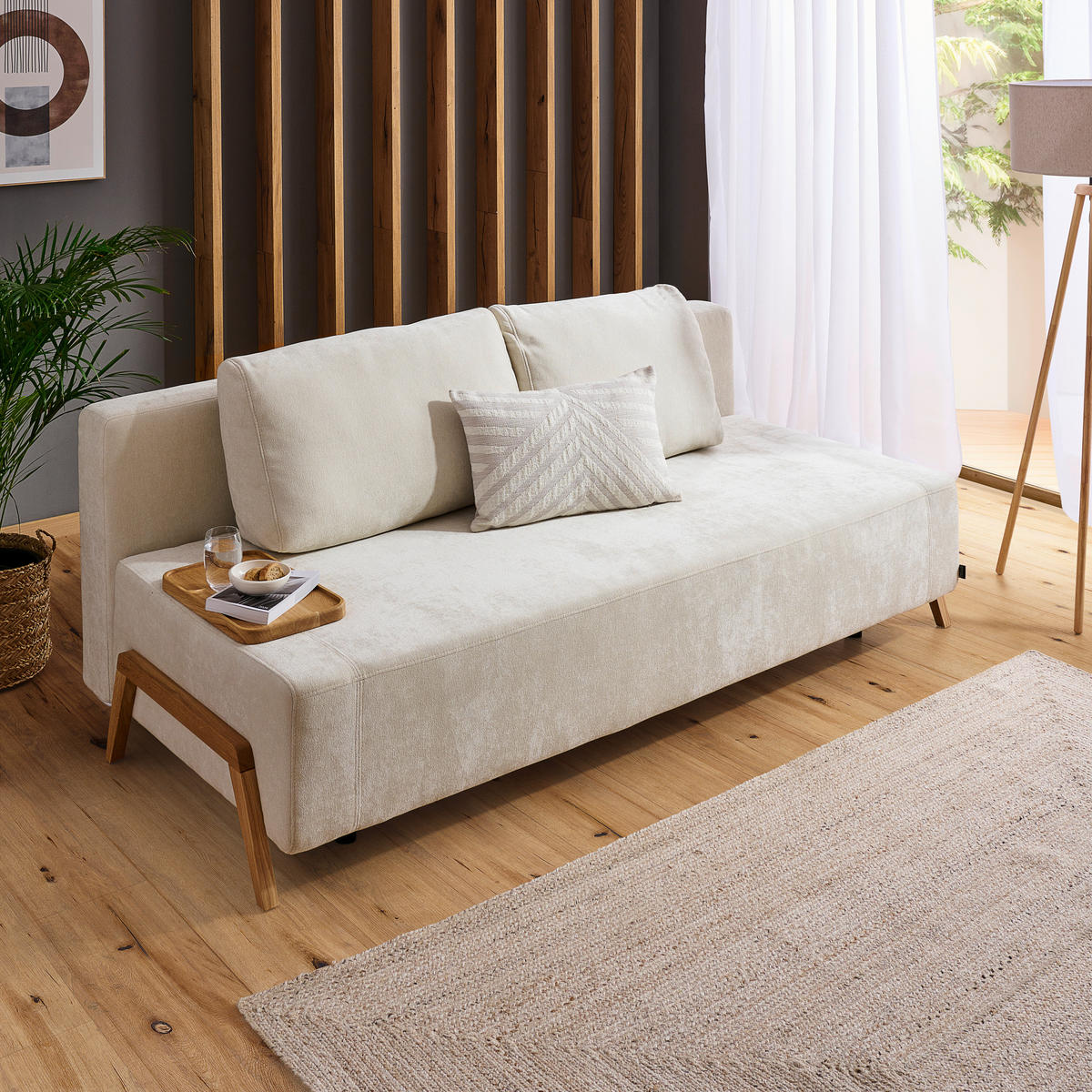 SCHLAFSOFA in Textil Creme  - Creme/Naturfarben, Design, Holz/Textil (211/88/102cm) - Niels Andersson