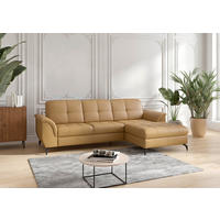 ECKSOFA in Echtleder Currygelb  - Currygelb/Schwarz, Modern, Leder/Metall (262/164cm) - Sit & More