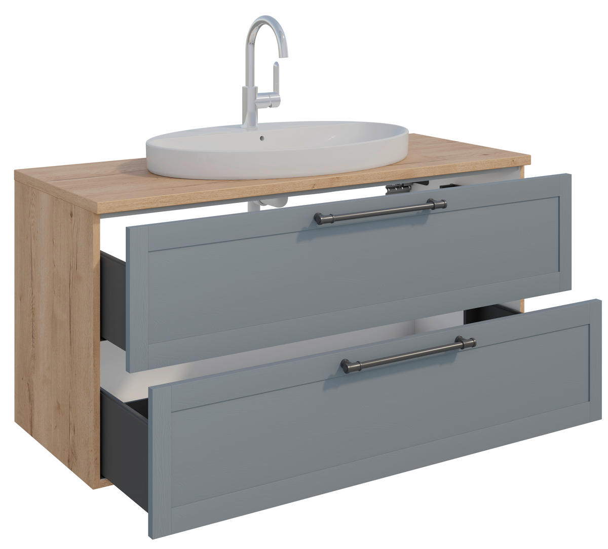 WASCHTISCHKOMBI 120,3 cm  - Edelstahlfarben/Eichefarben, MODERN, Holzwerkstoff/Stein (120,3cm) - Celina Home