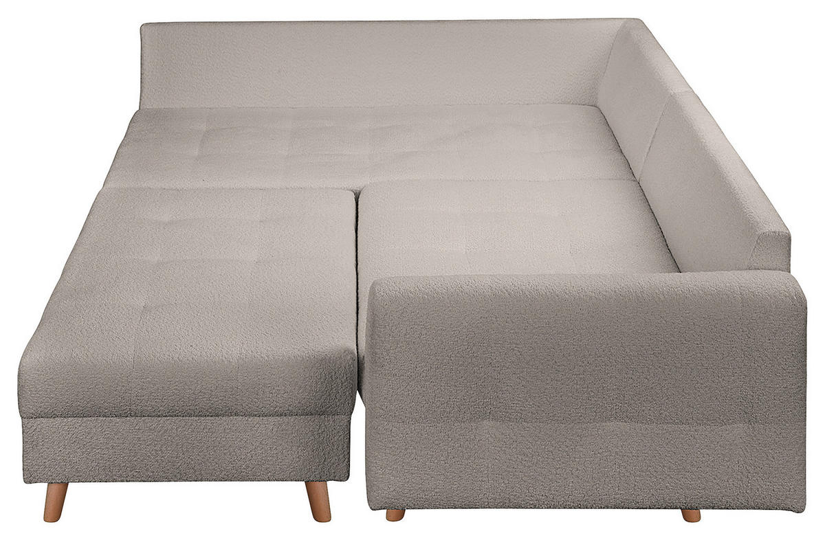 ECKSOFA inkl. Hocker Ariella Grau Bouclé  - Naturfarben/Grau, Design, Holz/Textil (161/231cm) - Livetastic