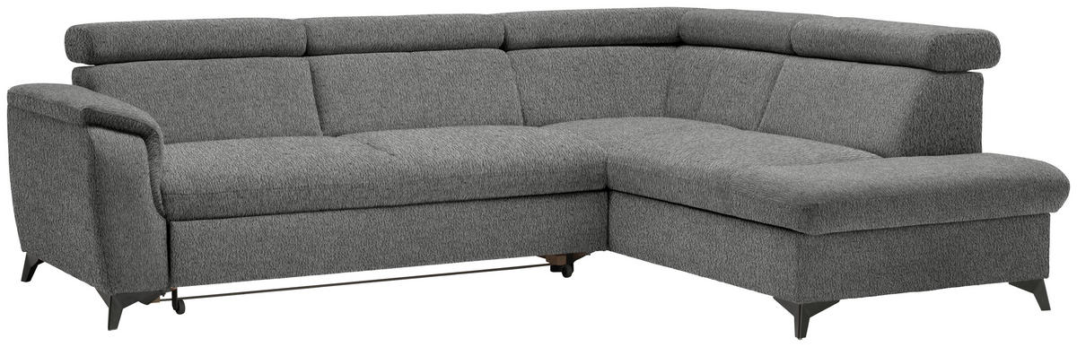 ECKSOFA in Teddystoff Grau  - Schwarz/Grau, Design, Textil/Metall (260/203cm) - Stylife