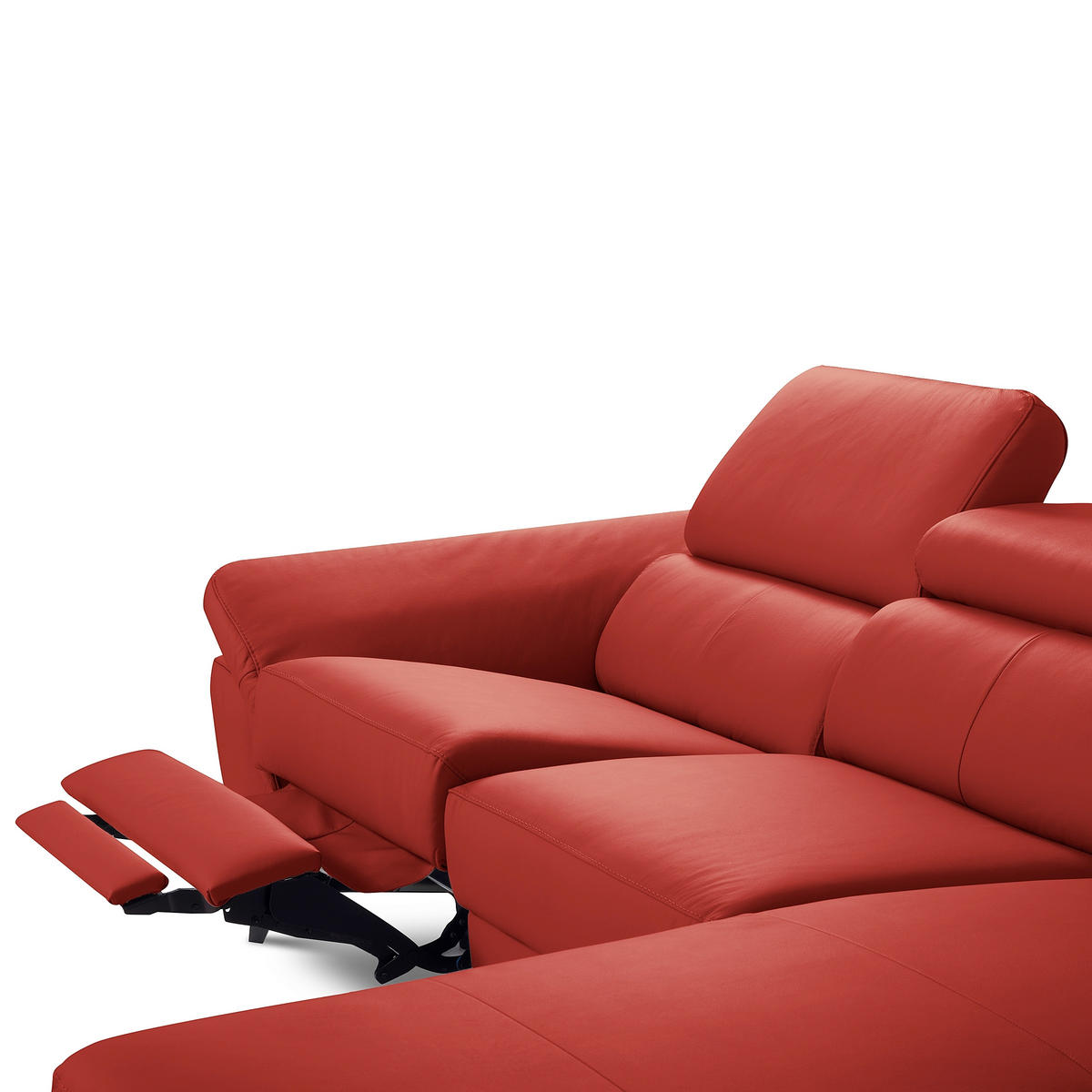 ECKSOFA Lederlook Echtleder Rot  - Chromfarben/Rot, Design, Leder/Textil (252/179cm) - Livetastic
