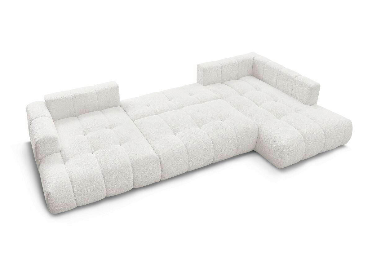 WOHNLANDSCHAFT  FUJI  Weiß Bouclé  - Schwarz/Weiß, MODERN, Kunststoff/Textil (160/377/204cm)