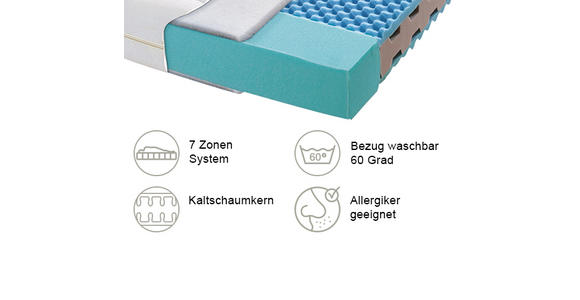KALTSCHAUMMATRATZE 140/200 cm - Basics, Textil (140/200cm) - Sleeptex