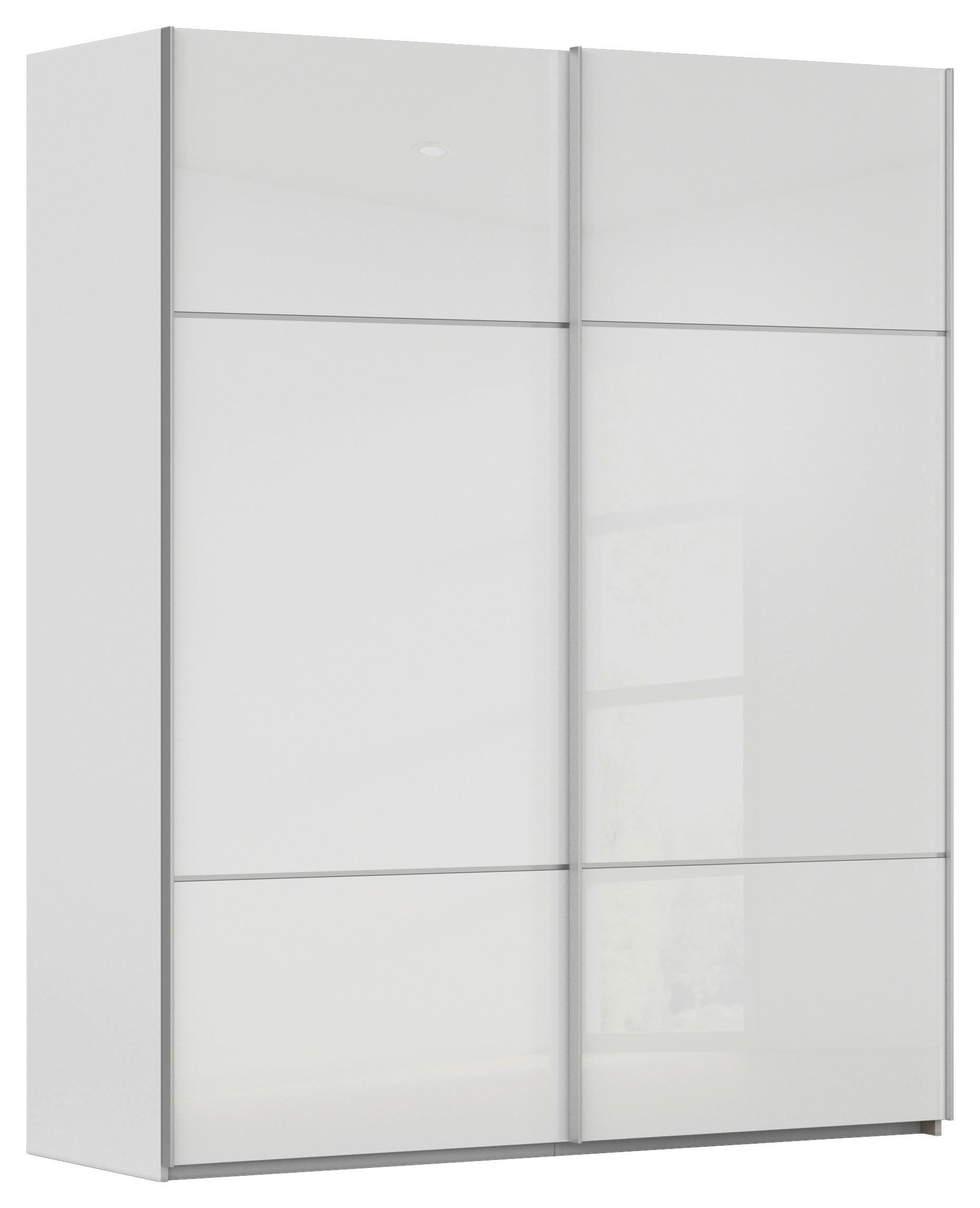SCHWEBETÜRENSCHRANK 162/223/68 cm,  in Grau, Weiß, 2 Tür(en)  - Alufarben/Weiß, KONVENTIONELL, Glas/Holzwerkstoff (162/223/68cm) - Novel