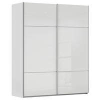 SCHWEBETÜRENSCHRANK 162/223/68 cm,  in Weiß, Grau, 2 Tür(en)  - Alufarben/Weiß, KONVENTIONELL, Glas/Holzwerkstoff (162/223/68cm) - Novel