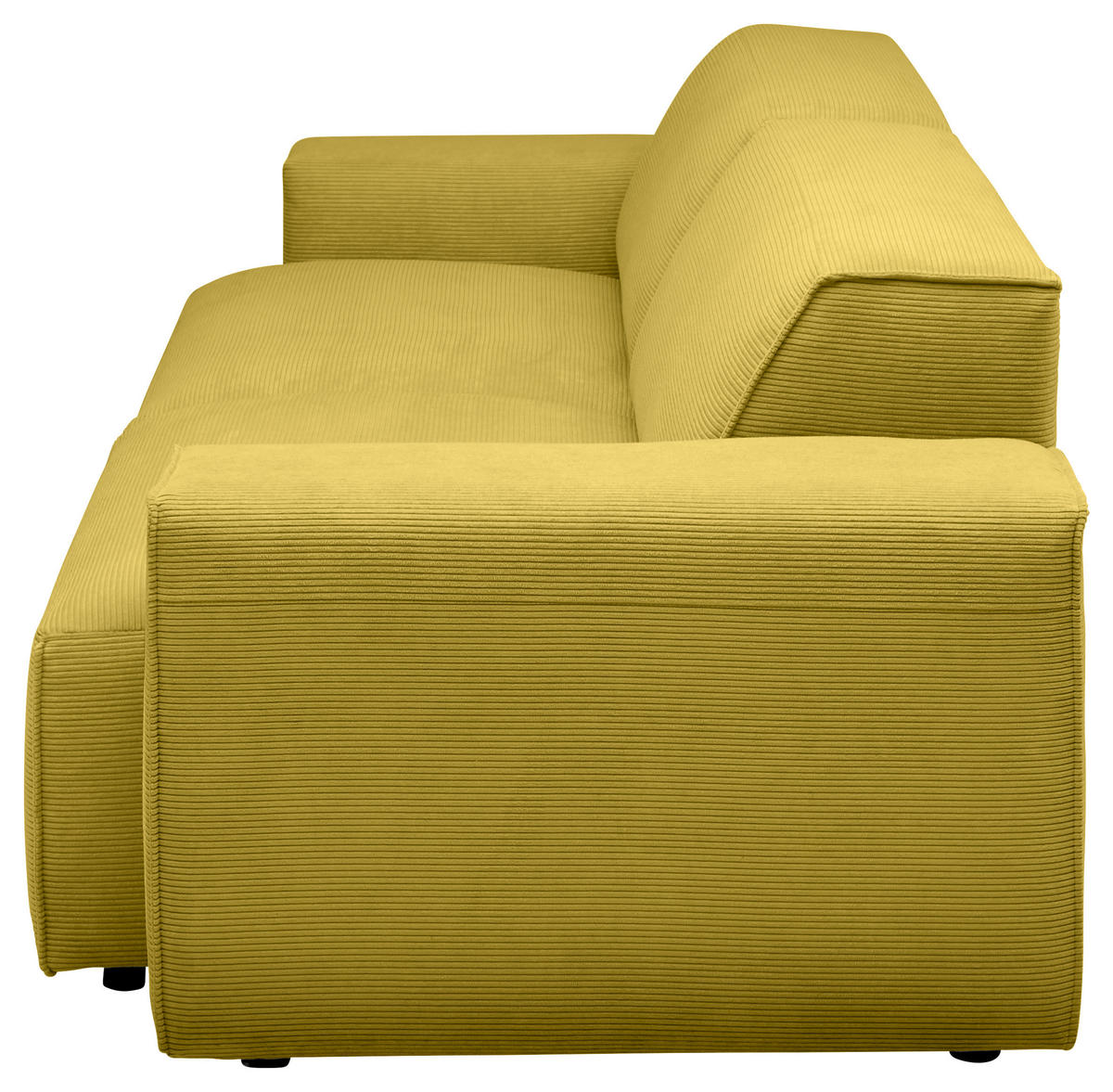 3-SITZER-SOFA in Cord Gelb  - Gelb/Schwarz, Design, Kunststoff/Textil (236/71/101cm) - Pure Home Lifestyle
