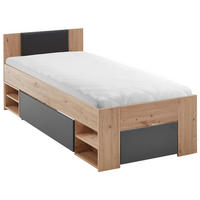 STAURAUMBETT 90/200 cm  in Eiche Artisan, Graphitfarben  - Graphitfarben/Eiche Artisan, KONVENTIONELL, Holzwerkstoff (90/200cm) - Carryhome
