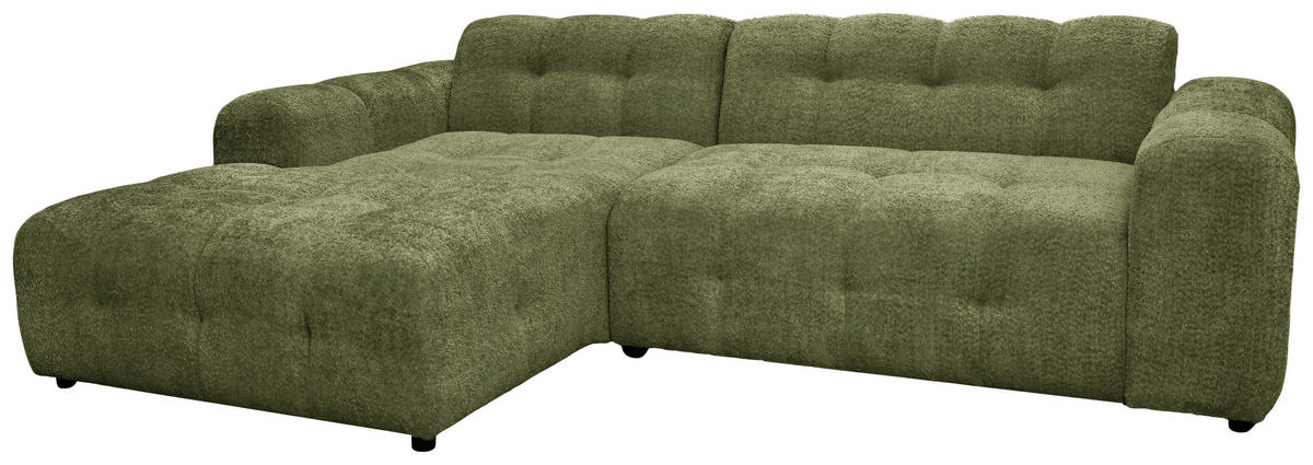 ECKSOFA RUNO in Bouclé Grün  175/270 cm  - Schwarz/Grün, Design, Kunststoff/Textil (175/270cm) - MID.YOU
