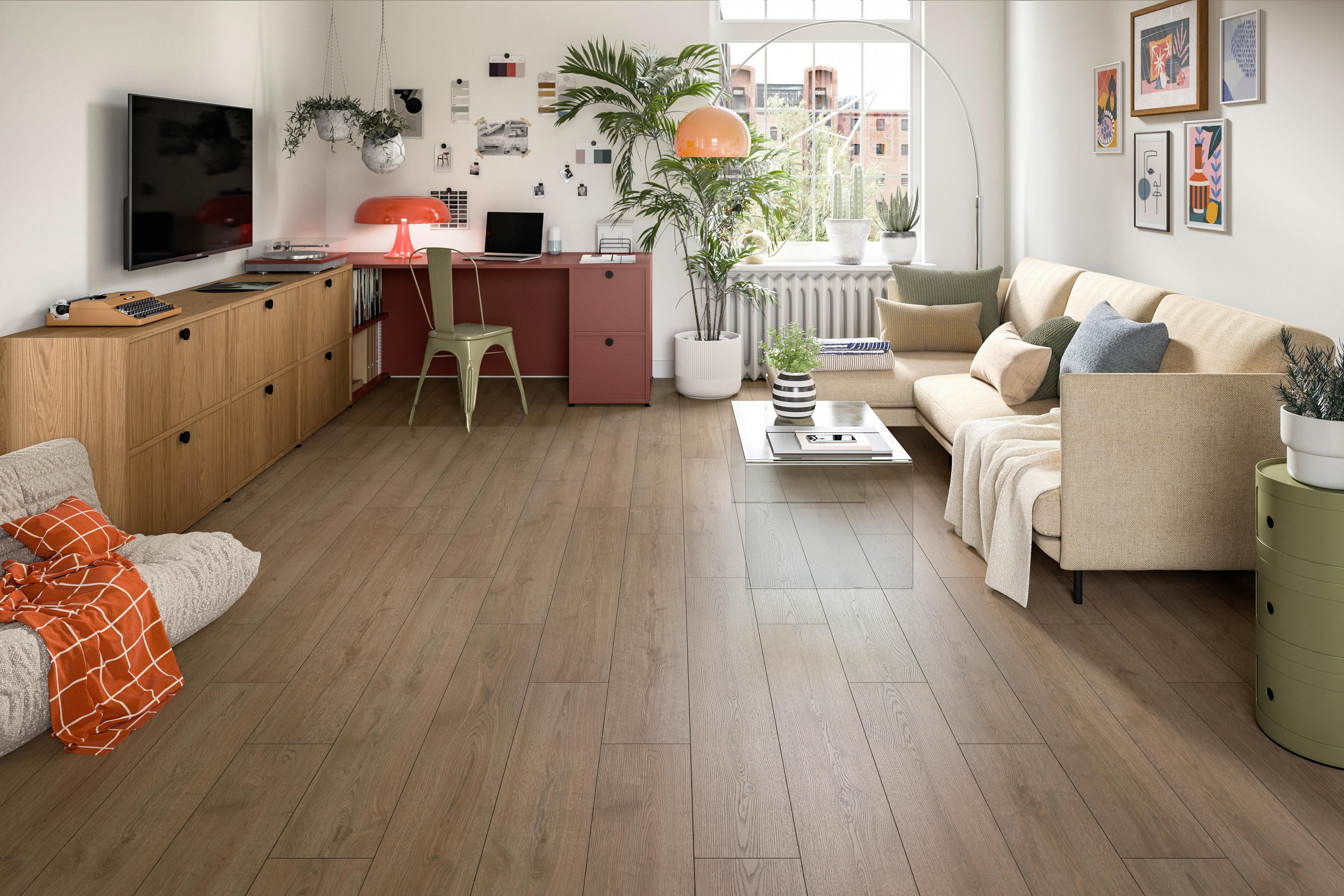 LAMINATBODEN Turin Eiche EGGER Nature Sense Aqua  per  m² - Eichefarben/Dunkelbraun, KONVENTIONELL, Holzwerkstoff (129.2/19.3/0.8cm) - Egger Holzwerkstoffe