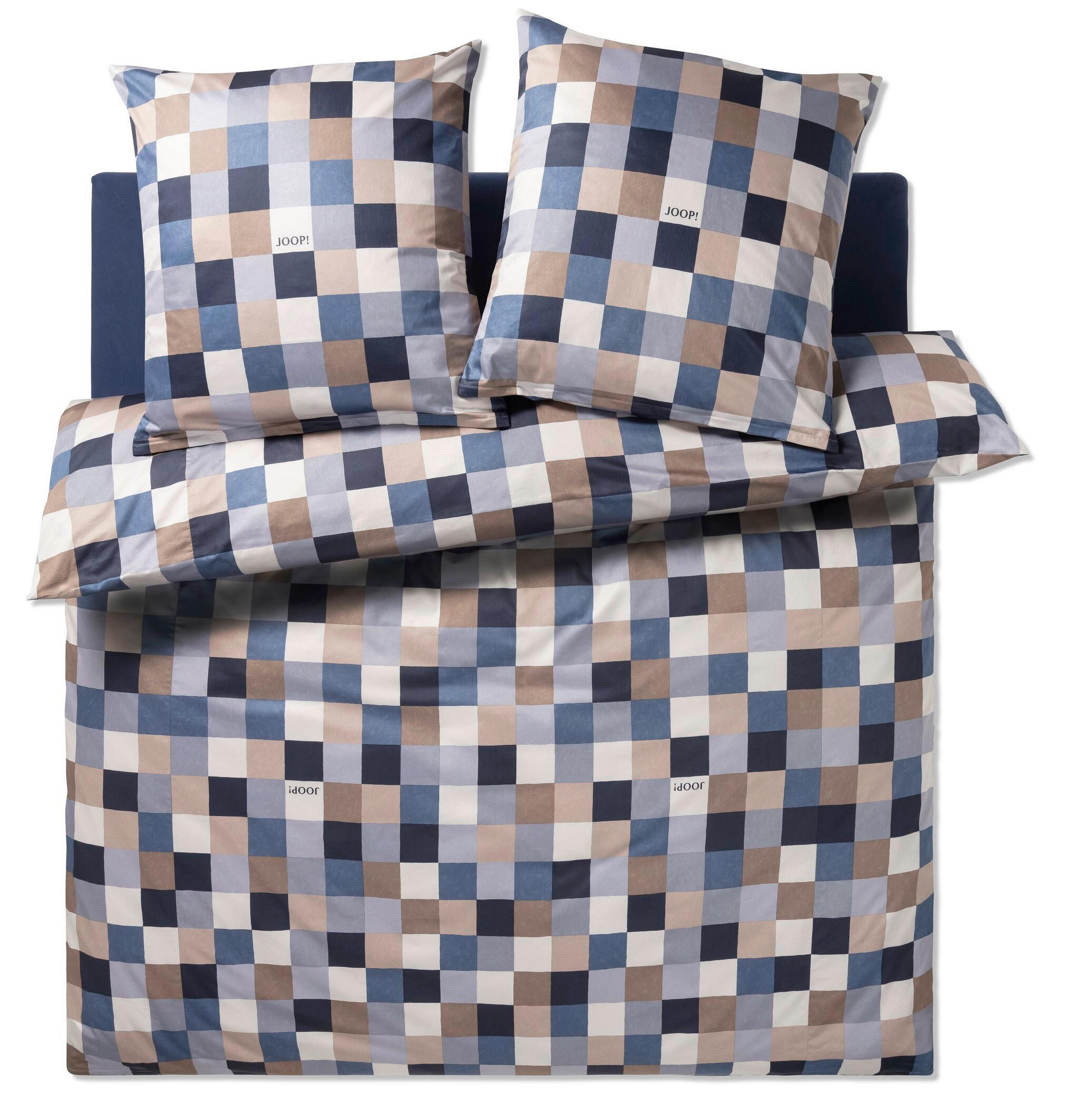 BETTWÄSCHE Mosaic Makosatin 200/220 cm  - Blau/Beige, Basics, Textil (200/220cm) - Joop!