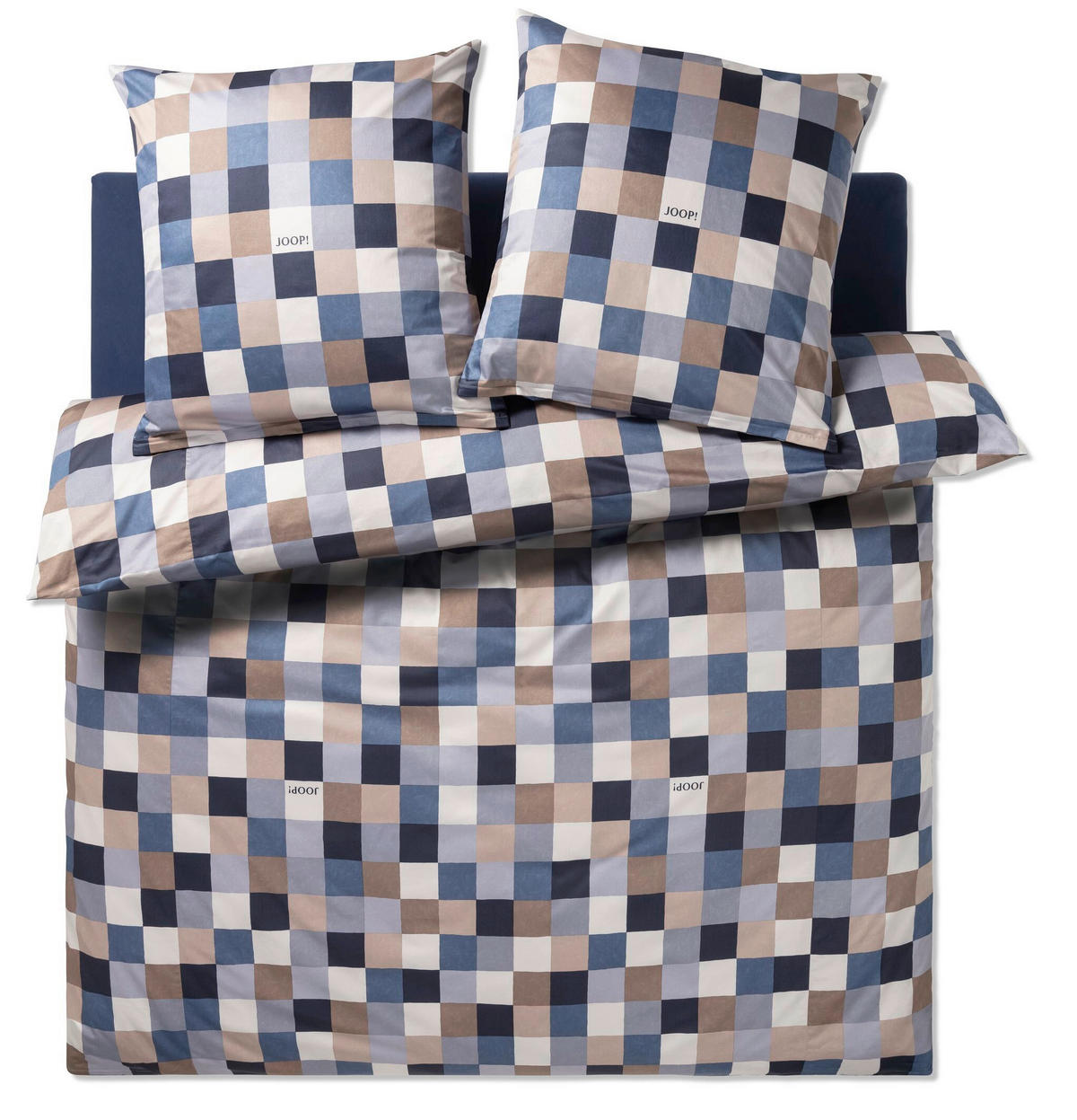 BETTWÄSCHE Mosaic Makosatin 200/220 cm  - Blau/Beige, Basics, Textil (200/220cm) - Joop!