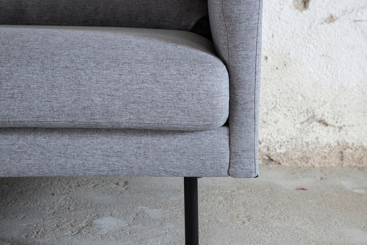 3-SITZER-SOFA Textilgeflecht Grau, Schwarz  - Schwarz/Grau, Design, Textil/Metall (260/78/80cm) - Livetastic