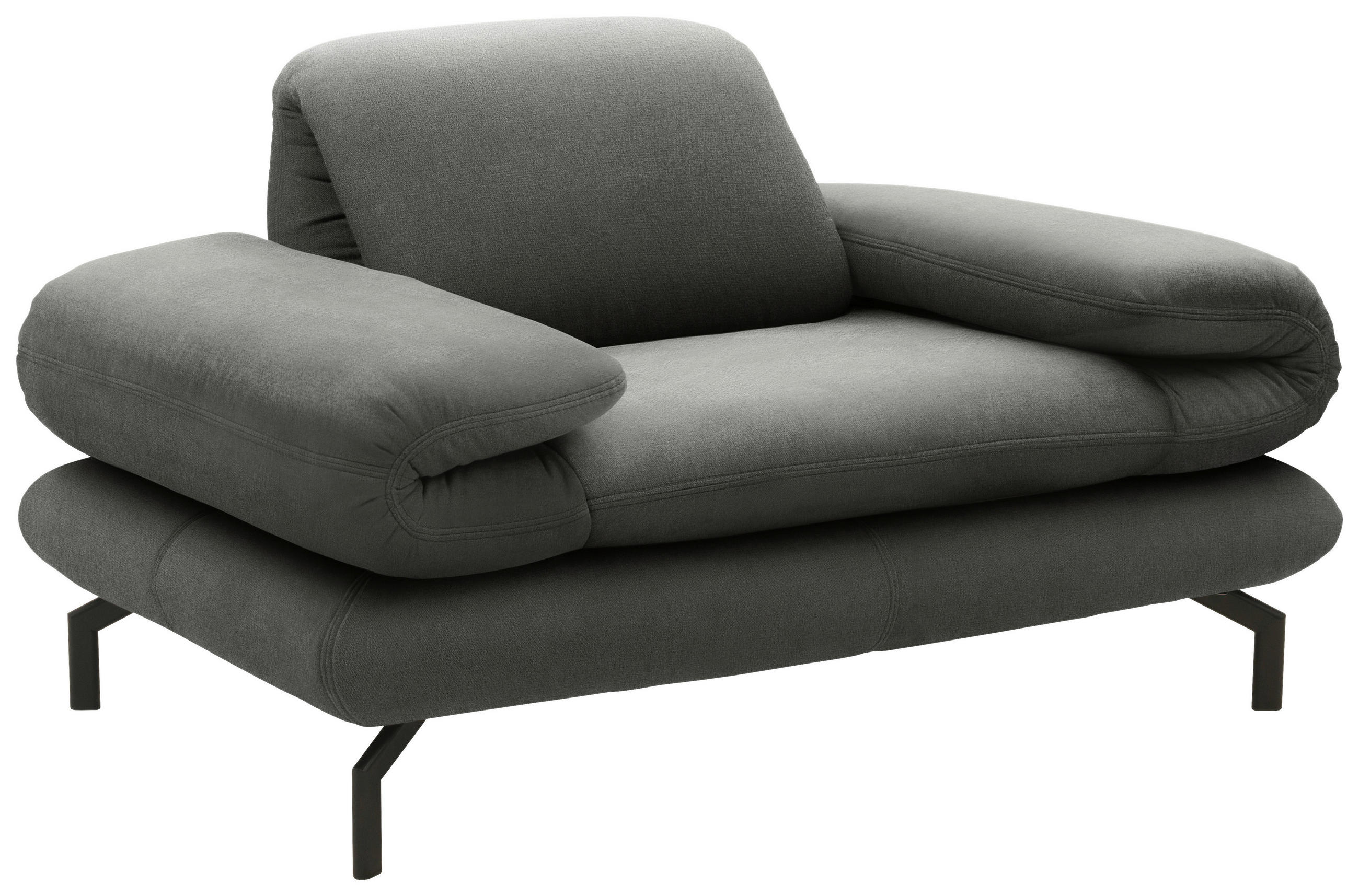 SESSEL Webstoff Grau    - Schwarz/Grau, Design, Textil/Metall (139 (197)/83 (110)/98cm) - LOOKS by W.Joop