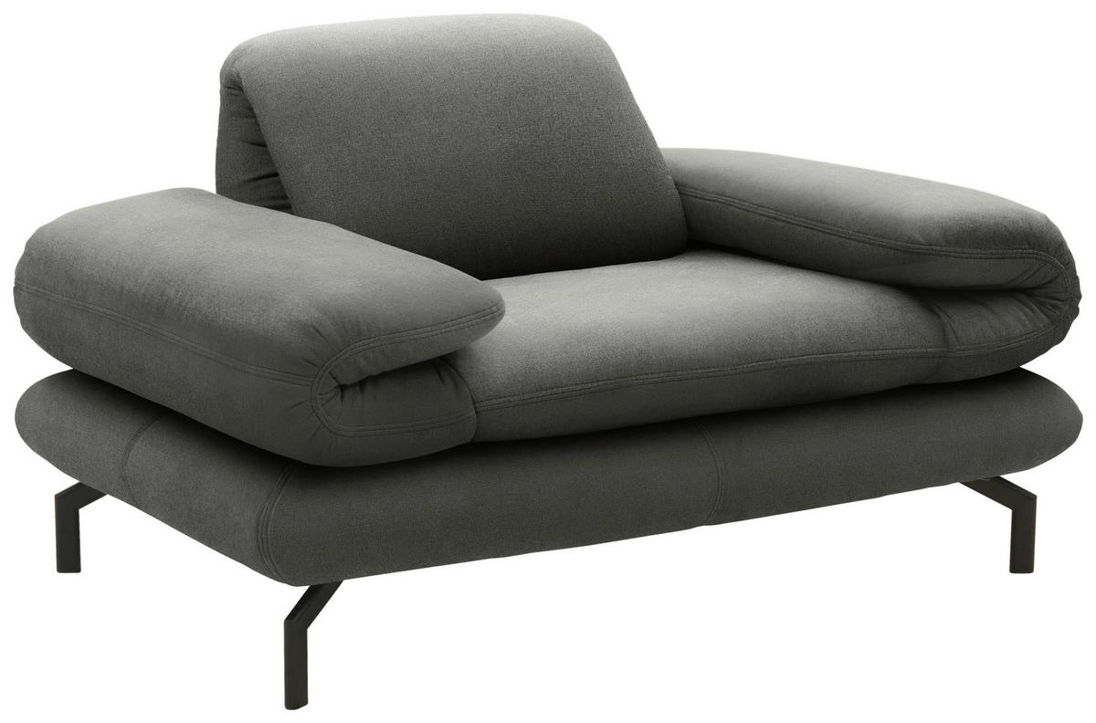 SESSEL Webstoff Grau    - Schwarz/Grau, Design, Textil/Metall (139 (197)/83 (110)/98cm) - LOOKS by W.Joop