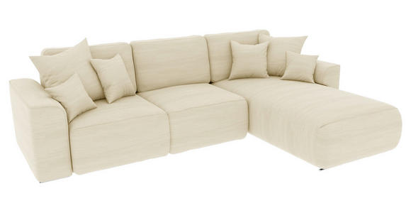 ECKSOFA Beige Cord  - Chromfarben/Beige, KONVENTIONELL, Kunststoff/Textil (293/195cm) - Carryhome